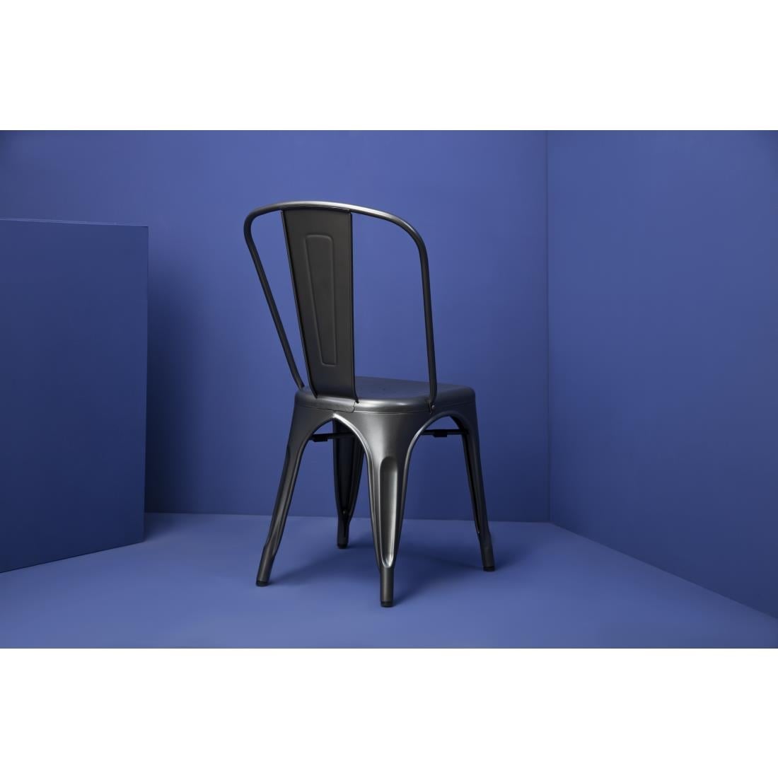 Bolero Bistro stalen zijstoelen Gunmetal grijs (4 stuks) - Afbeelding 9