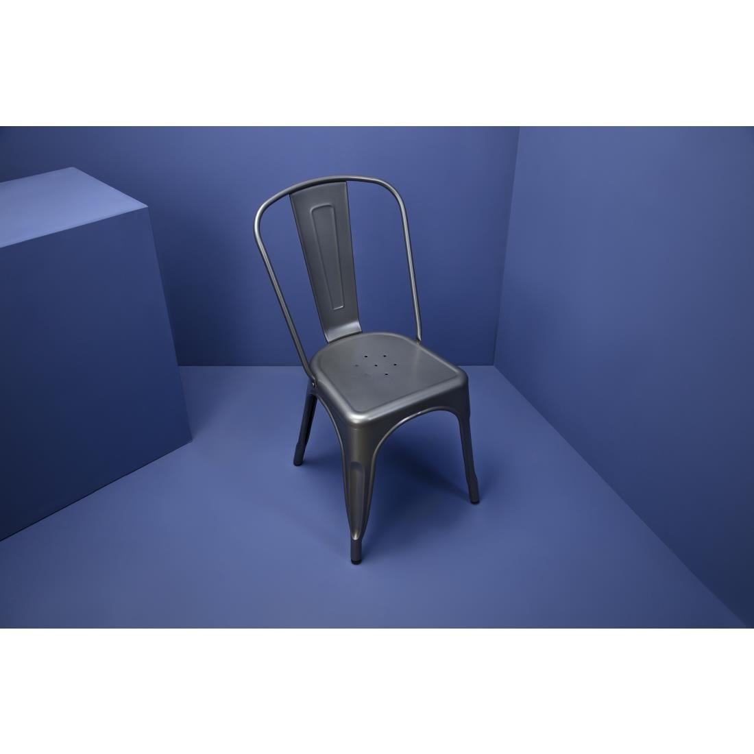 Bolero Bistro stalen zijstoelen Gunmetal grijs (4 stuks) - Afbeelding 11