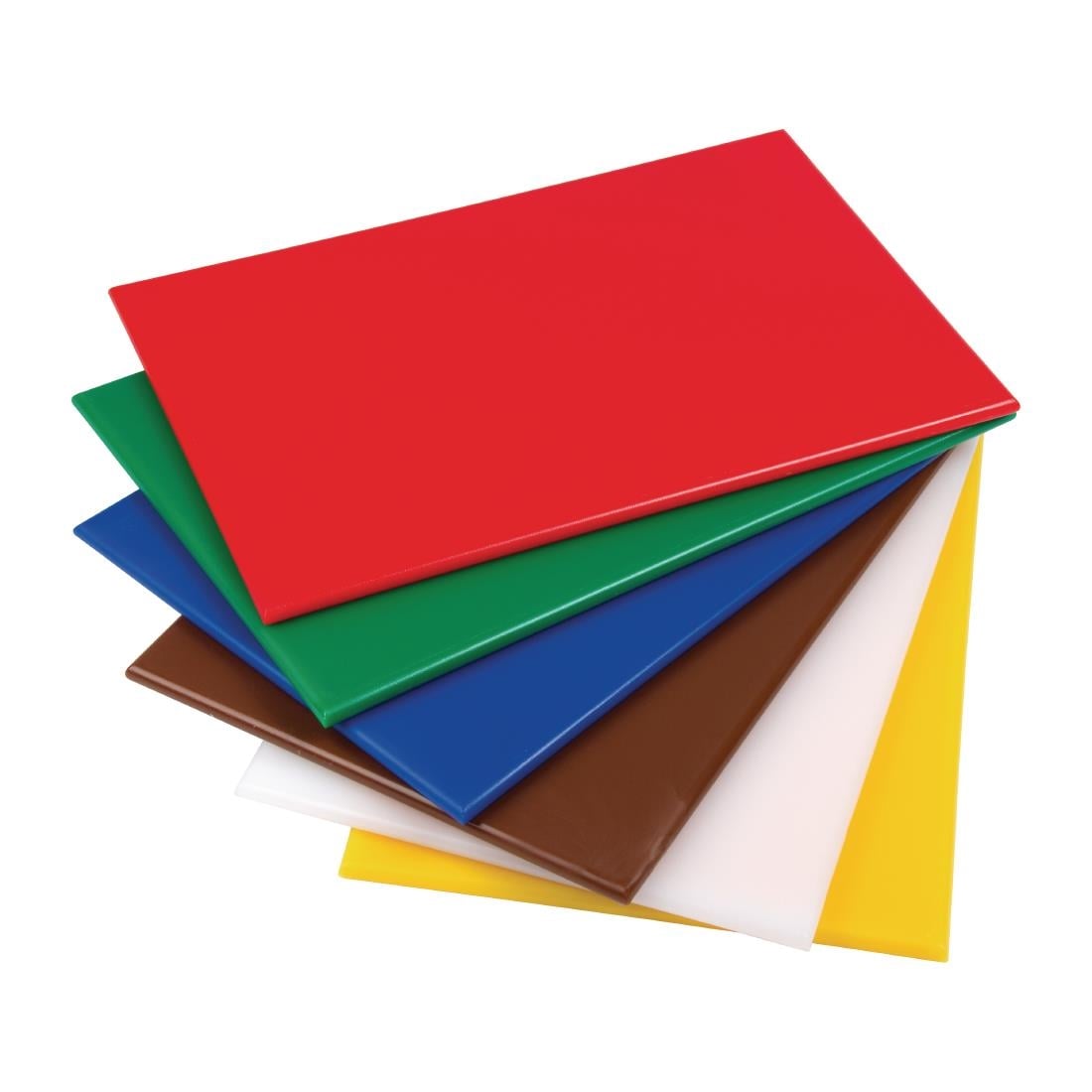 Hygiplas set van 6 HDPE snijplanken met rek en HACCP kleurcode kaart 12(h)x455(b)x305(d)mm - Afbeelding 3