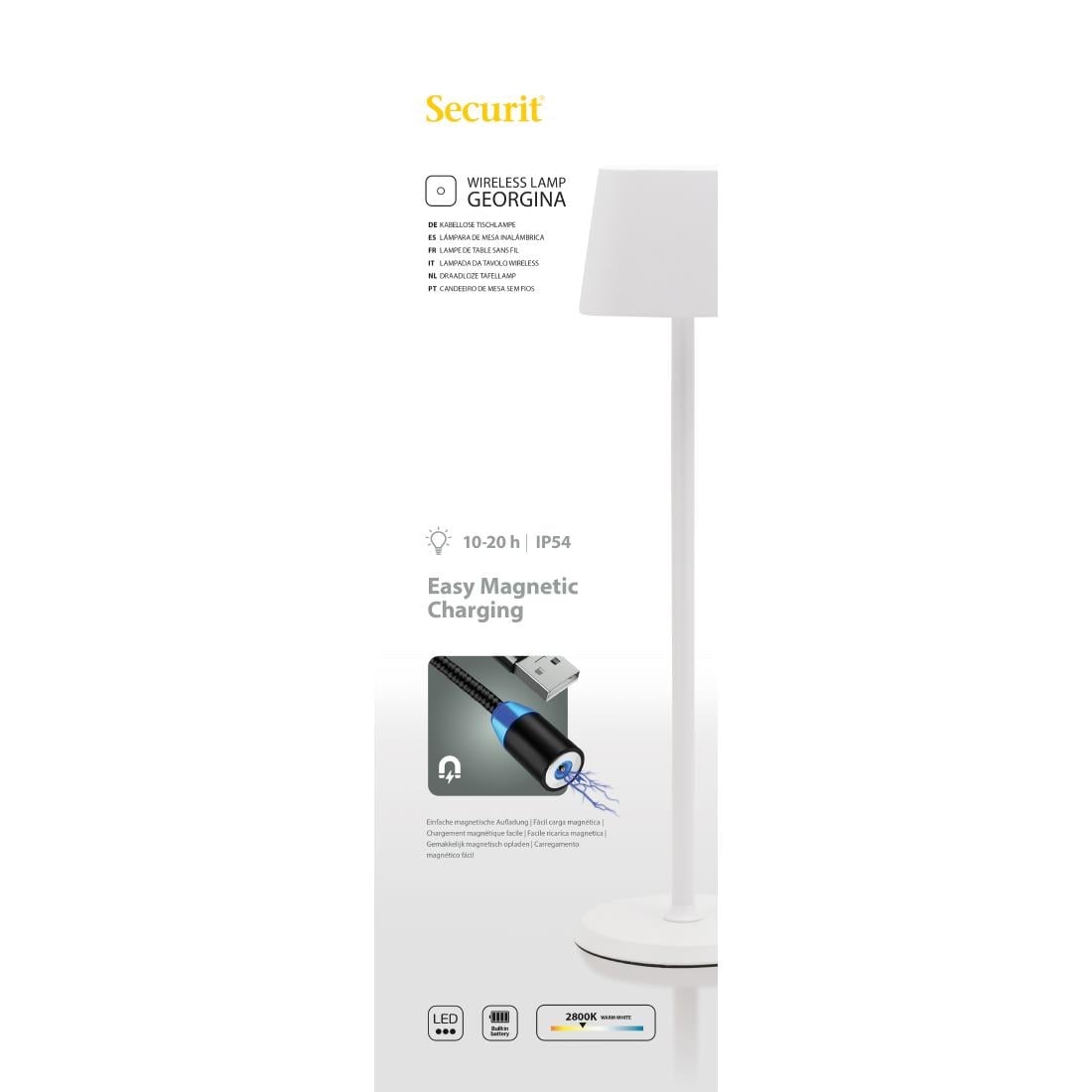 Securit Witte Dimbare Led Tafellamp Georgina Incl Magnetische Oplaadkabel - Afbeelding 8