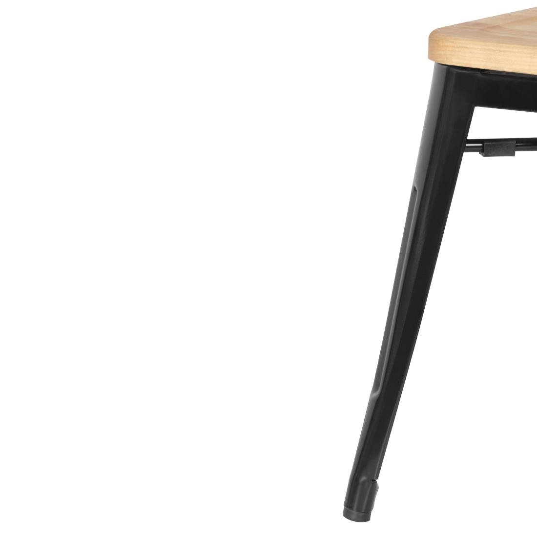 Bolero stalen kruk met houten zitting - zwart (4 stuks) - Afbeelding 7