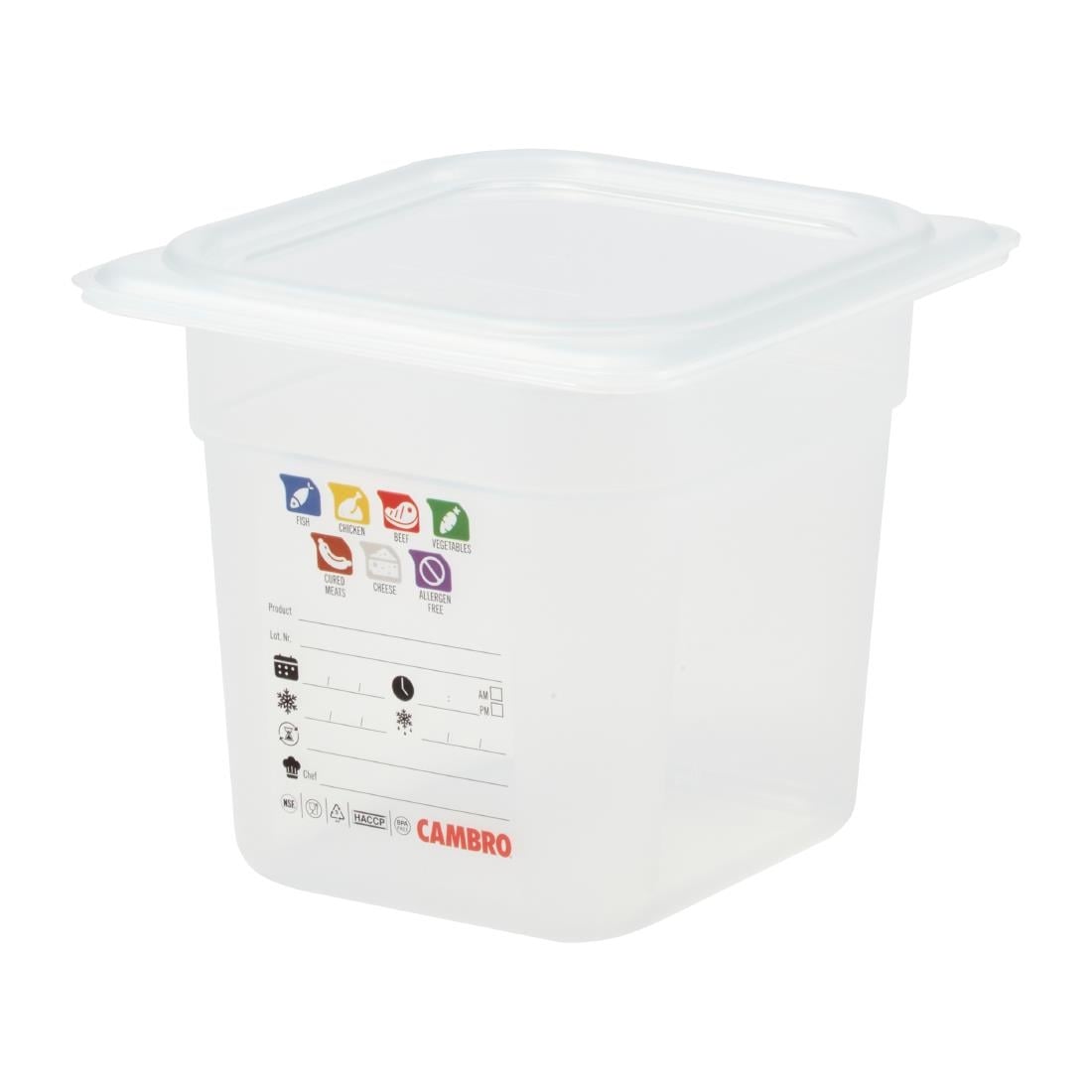 Cambro Safetrak IML polypropyleen voedselopslagbak 1/6 GN 150 mm - Afbeelding 2