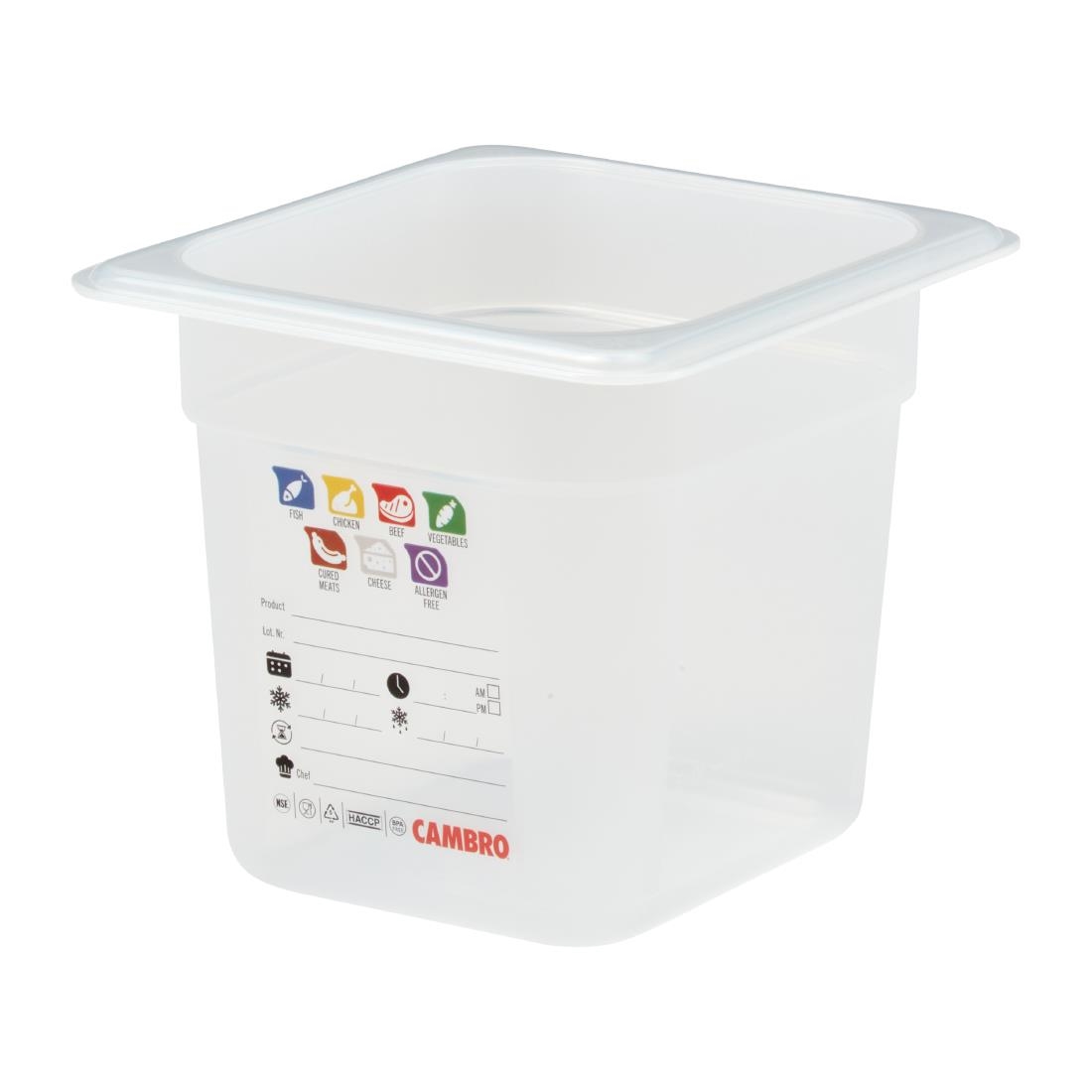 Cambro Safetrak IML polypropyleen voedselopslagbak 1/6 GN 150 mm - Afbeelding 3