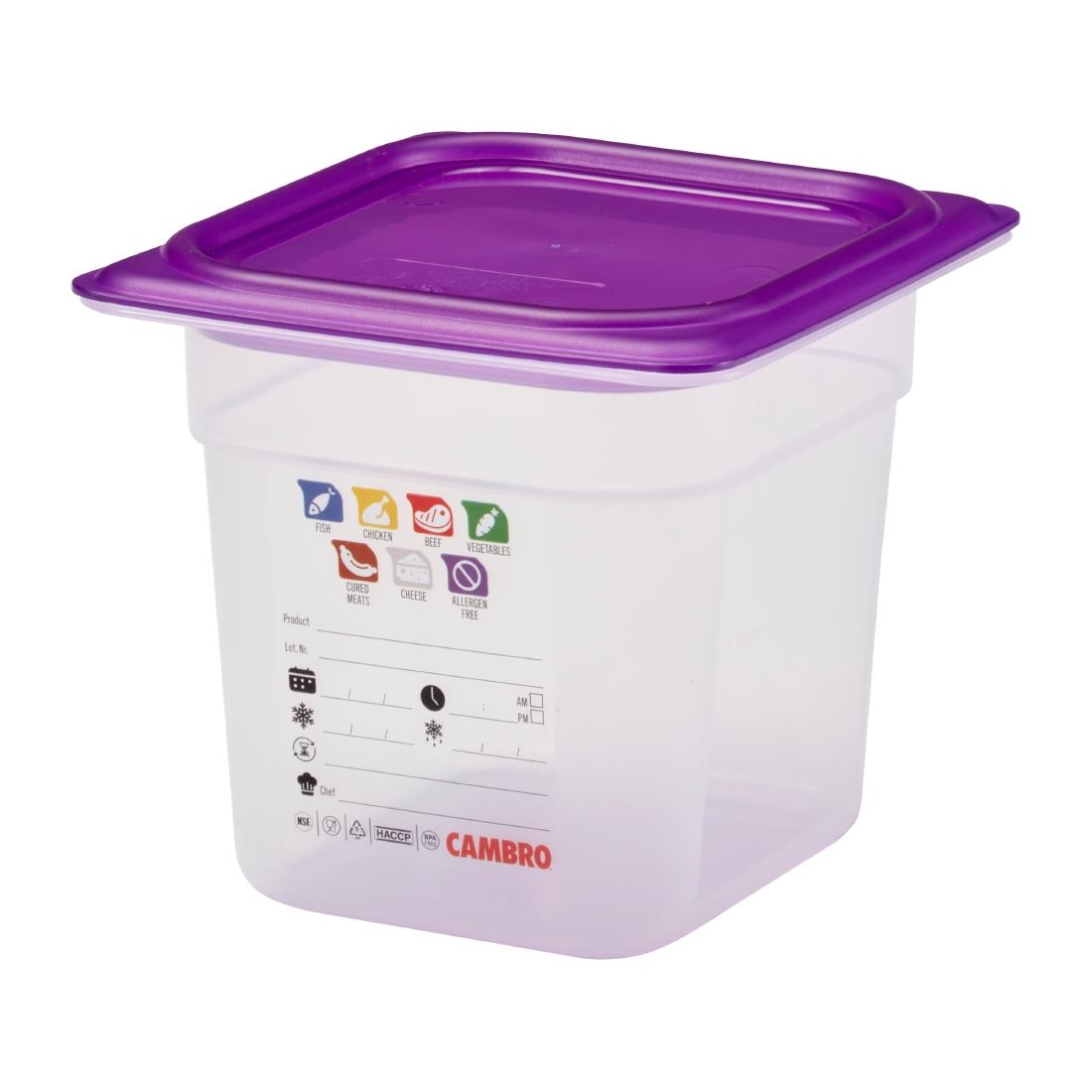 Cambro Safetrak IML polypropyleen voedselopslagbak 1/6 GN 150 mm - Afbeelding 6