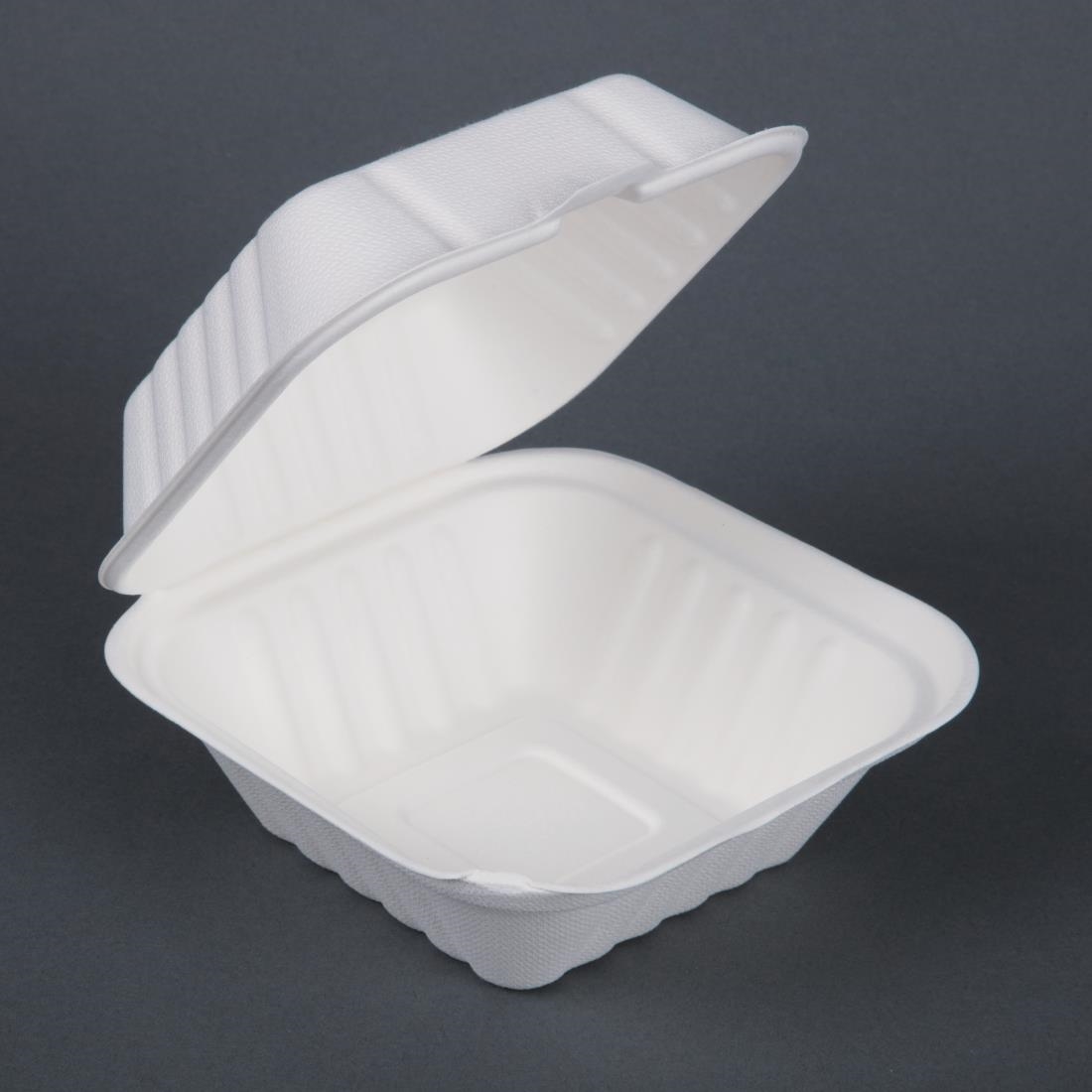 Fiesta Compostable bagasse hamburgerbakjes 152mm (500 stuks) - Afbeelding 3