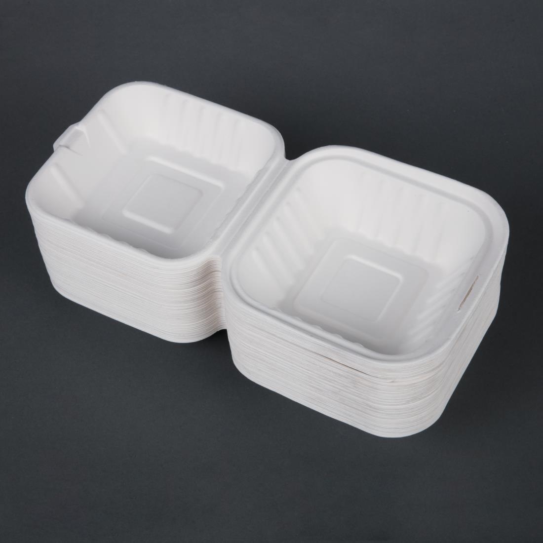 Fiesta Compostable bagasse hamburgerbakjes 152mm (500 stuks) - Afbeelding 4