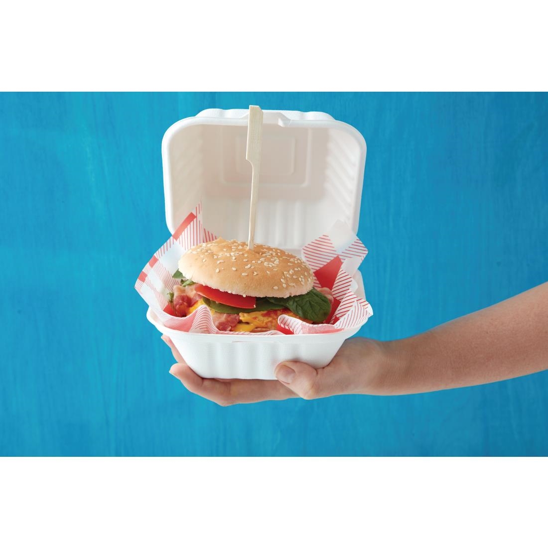 Fiesta Compostable bagasse hamburgerbakjes 152mm (500 stuks) - Afbeelding 5