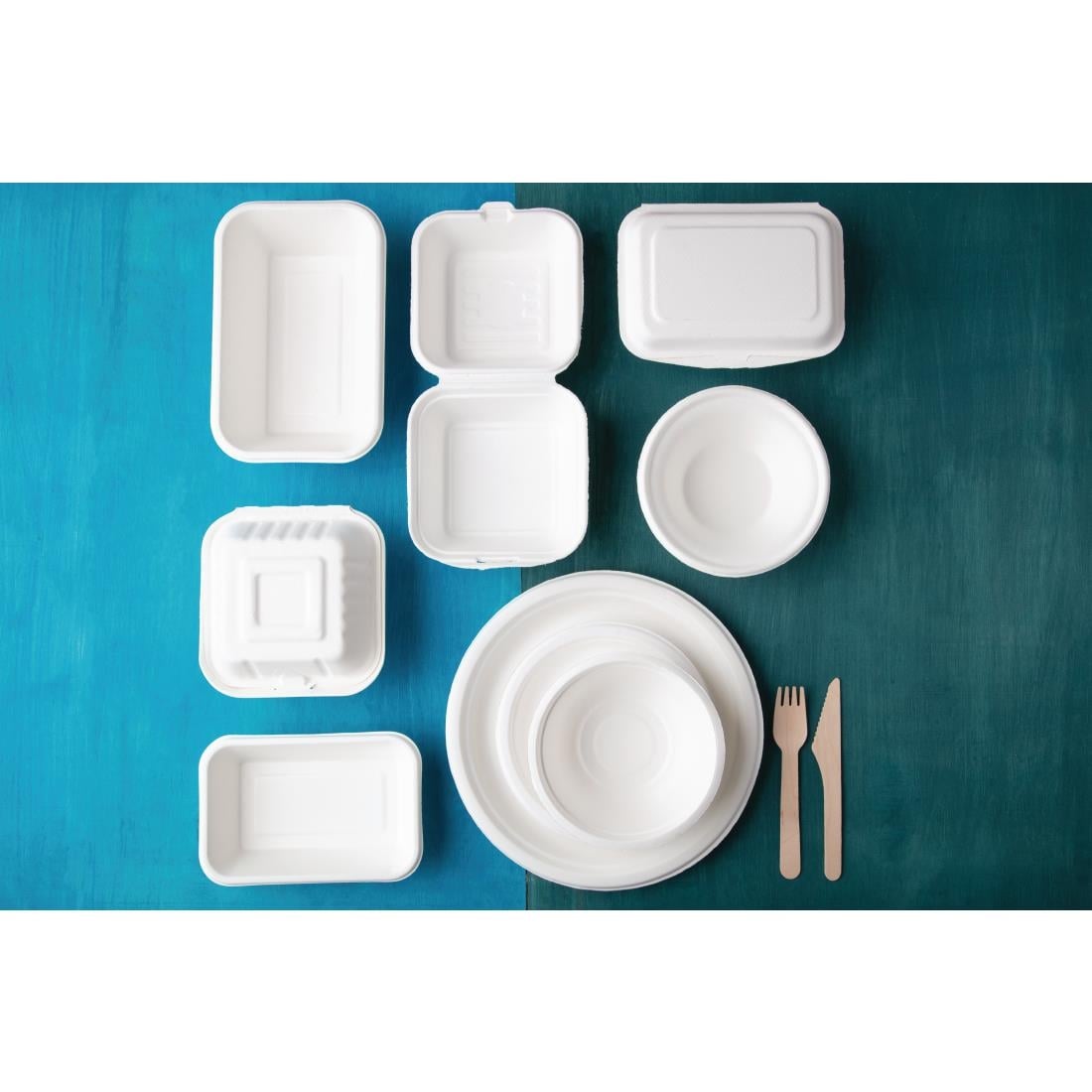 Fiesta Compostable bagasse hamburgerbakjes 152mm (500 stuks) - Afbeelding 7