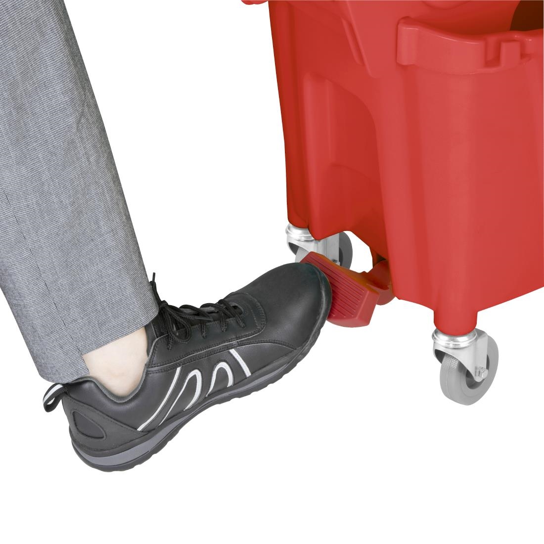 Jantex 30L dweilemmer met voetpedaalontgrendeling - rood - Afbeelding 4