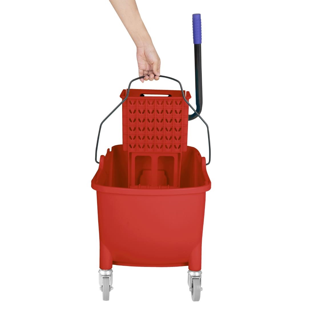 Jantex 30L dweilemmer met voetpedaalontgrendeling - rood - Afbeelding 7