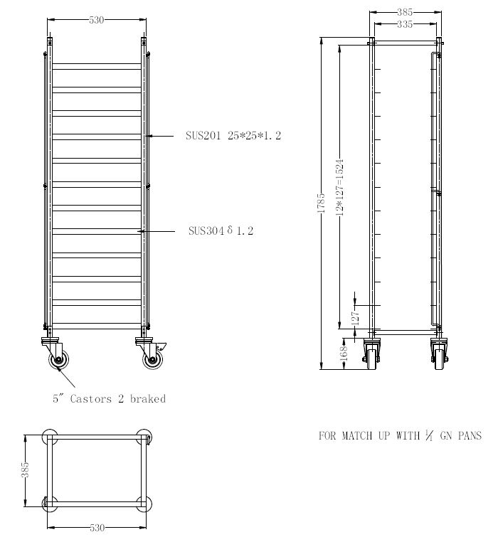 REGAALWAGEN DEMONTABEL 1/1GN - Afbeelding 3