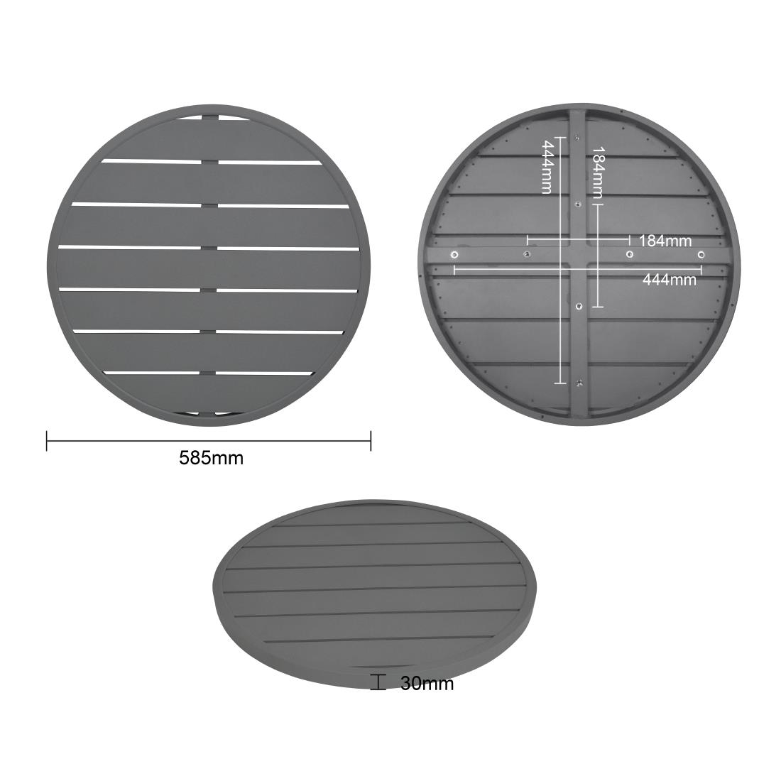 Bolero Aluminium Rond Tafelblad Donkergrijs 580mm - Afbeelding 6