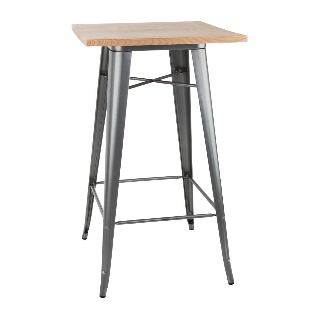 Bolero Bistro bartafel met houten blad grijs - Afbeelding 2