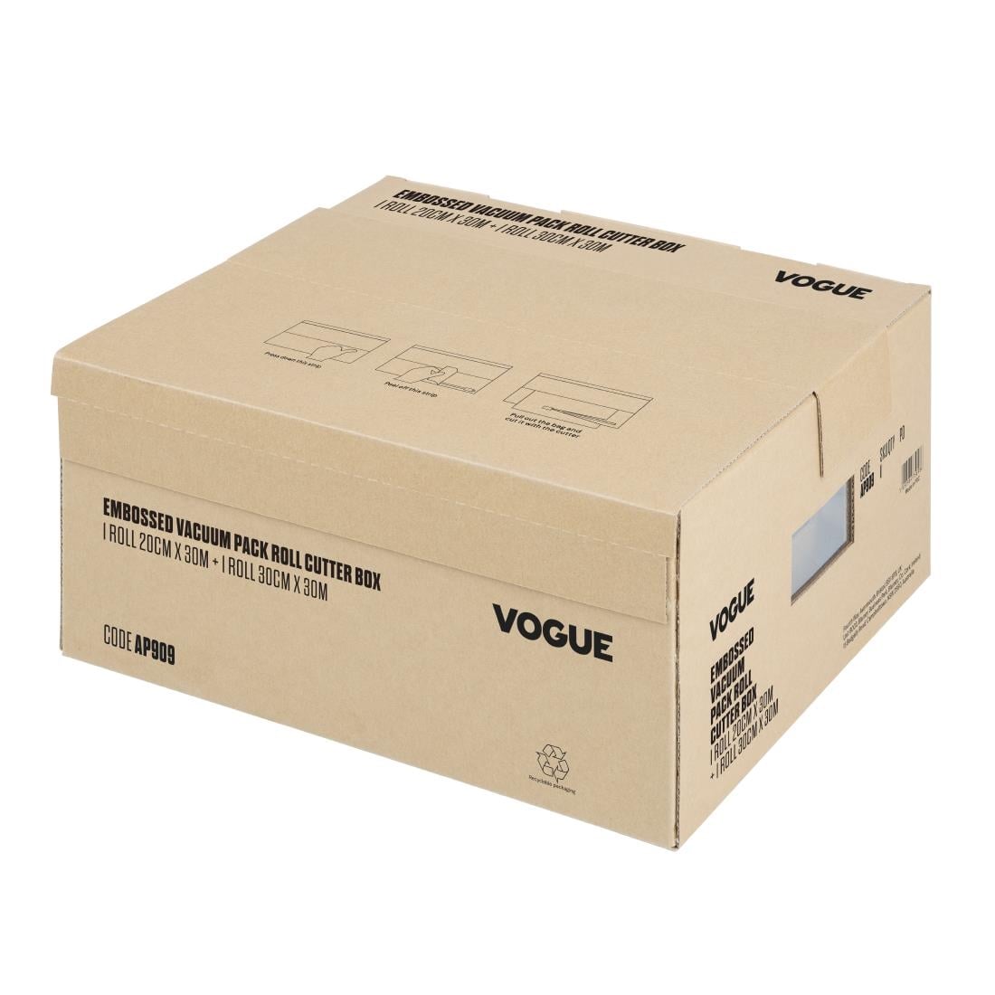 Vogue Vacuümverpakkingsrol Met Snijdoos (Reliëf) 200 mm En 300 mm Dubbelverpakking - Afbeelding 2