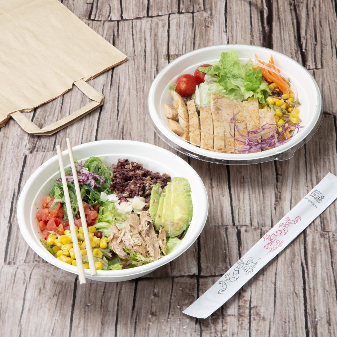 Fiesta Composteerbare Bagasse Poke Bowl Basissen 909ml (50 stuks) - Afbeelding 8