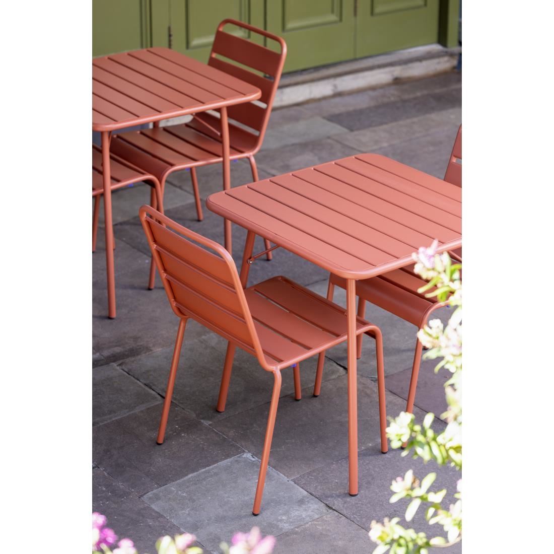 Bolero terracotta gelateerde stalen zijstoelen (4 stuks) - Afbeelding 2