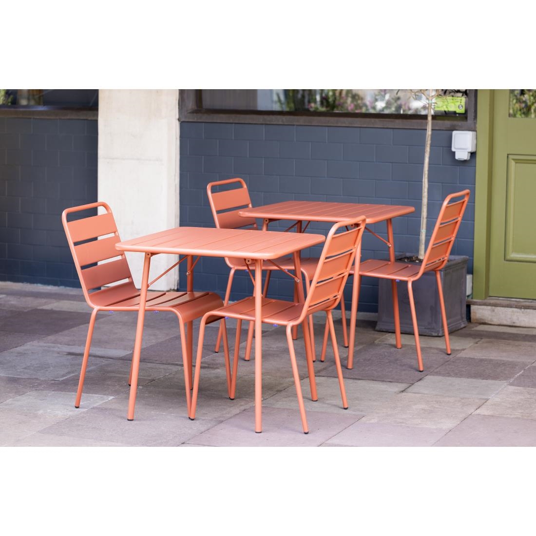 Bolero terracotta gelateerde stalen zijstoelen (4 stuks) - Afbeelding 3