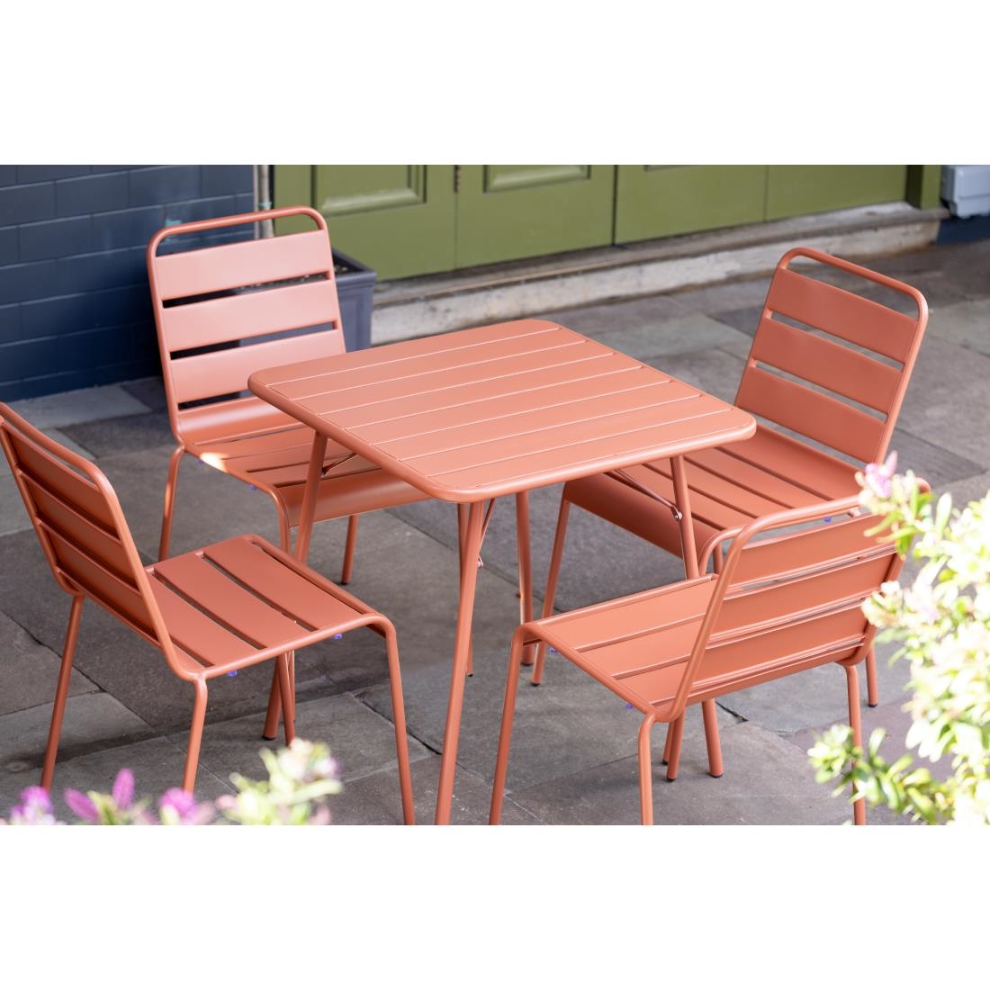 Bolero terracotta gelateerde stalen zijstoelen (4 stuks) - Afbeelding 4