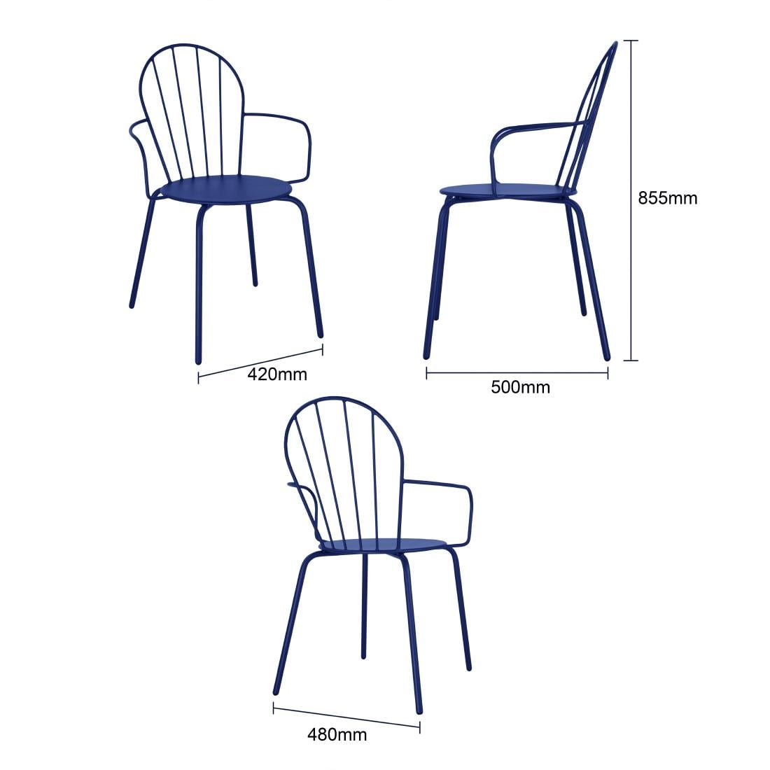 Bolero Adeline Armstoelen Donkerblauw (4 stuks) - Afbeelding 6