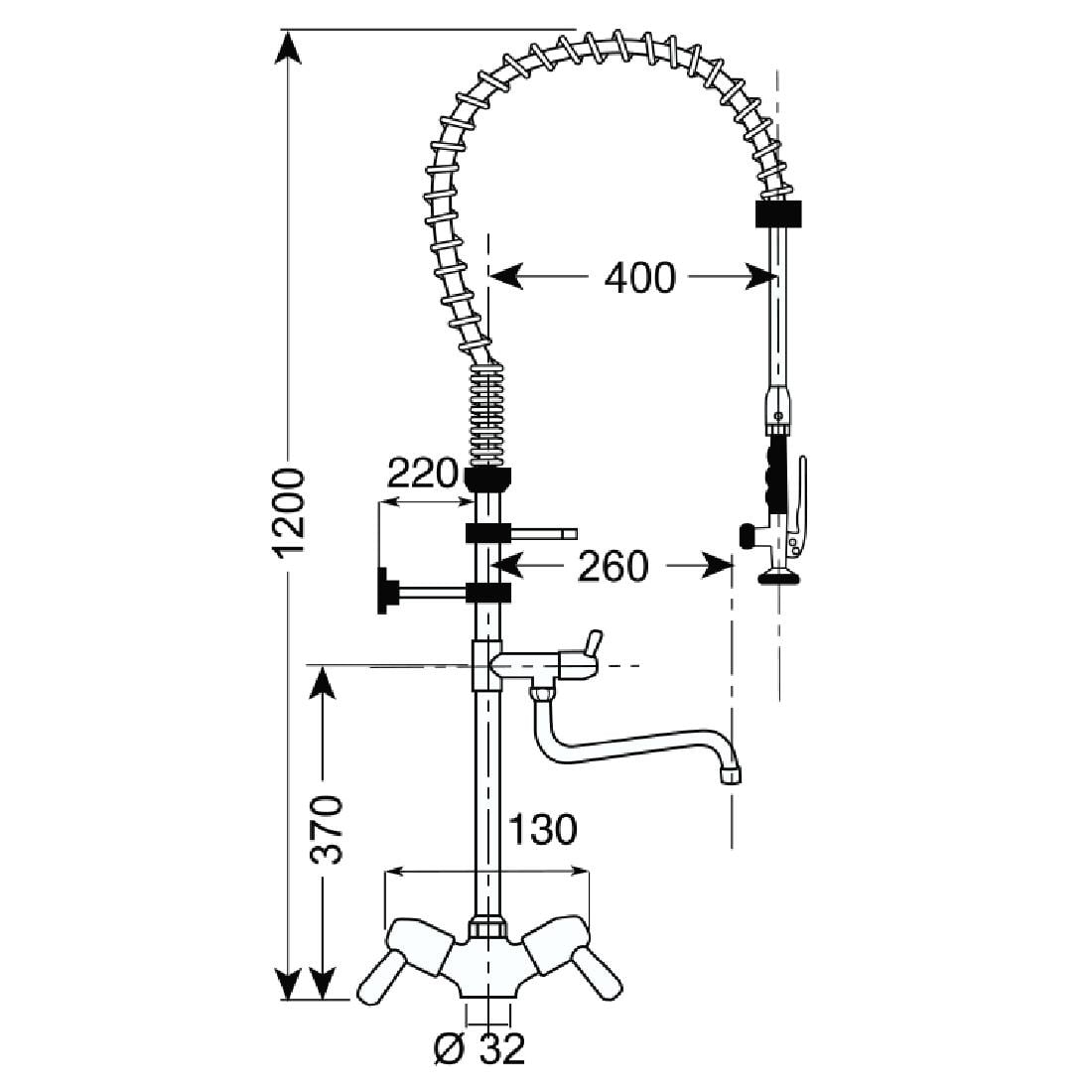 Gastro M voorspoeldouche monobloc hoog model met zwenkkraan - Afbeelding 3