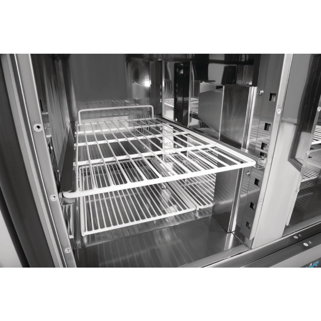 Polar G-serie 3-deurs pizza koelwerkbank met opzetvitrine 436L - Afbeelding 3