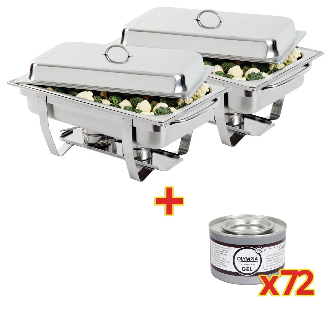 SPECIALE AANBIEDING 2x Olympia Milan Chafing Dish met 72-pak Olympia brandpasta gel - Afbeelding 2