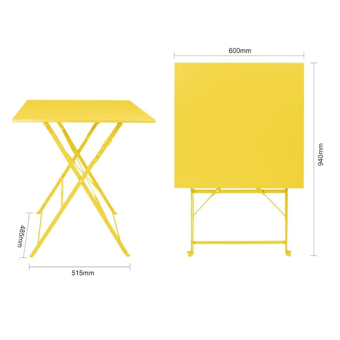 Bolero Perth zachtgele trottoirstijl vierkante tafel 600 mm - Afbeelding 6