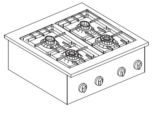 DROPIN GAS KOOKUNIT 4 BR. 14KW - Afbeelding 2