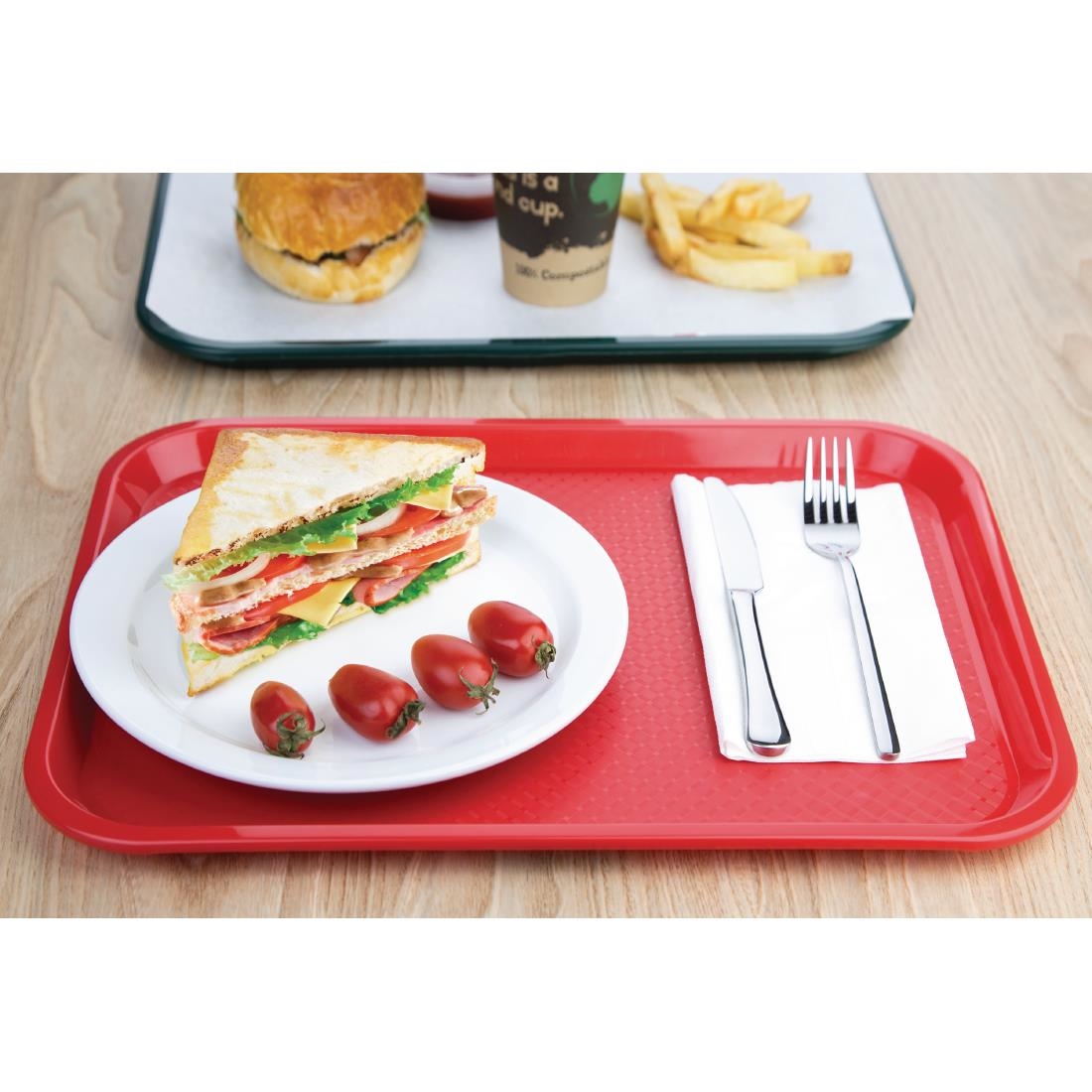 Olympia Kristallon PP Rechthoekig Dienblad Rood 305x415mm - Afbeelding 5