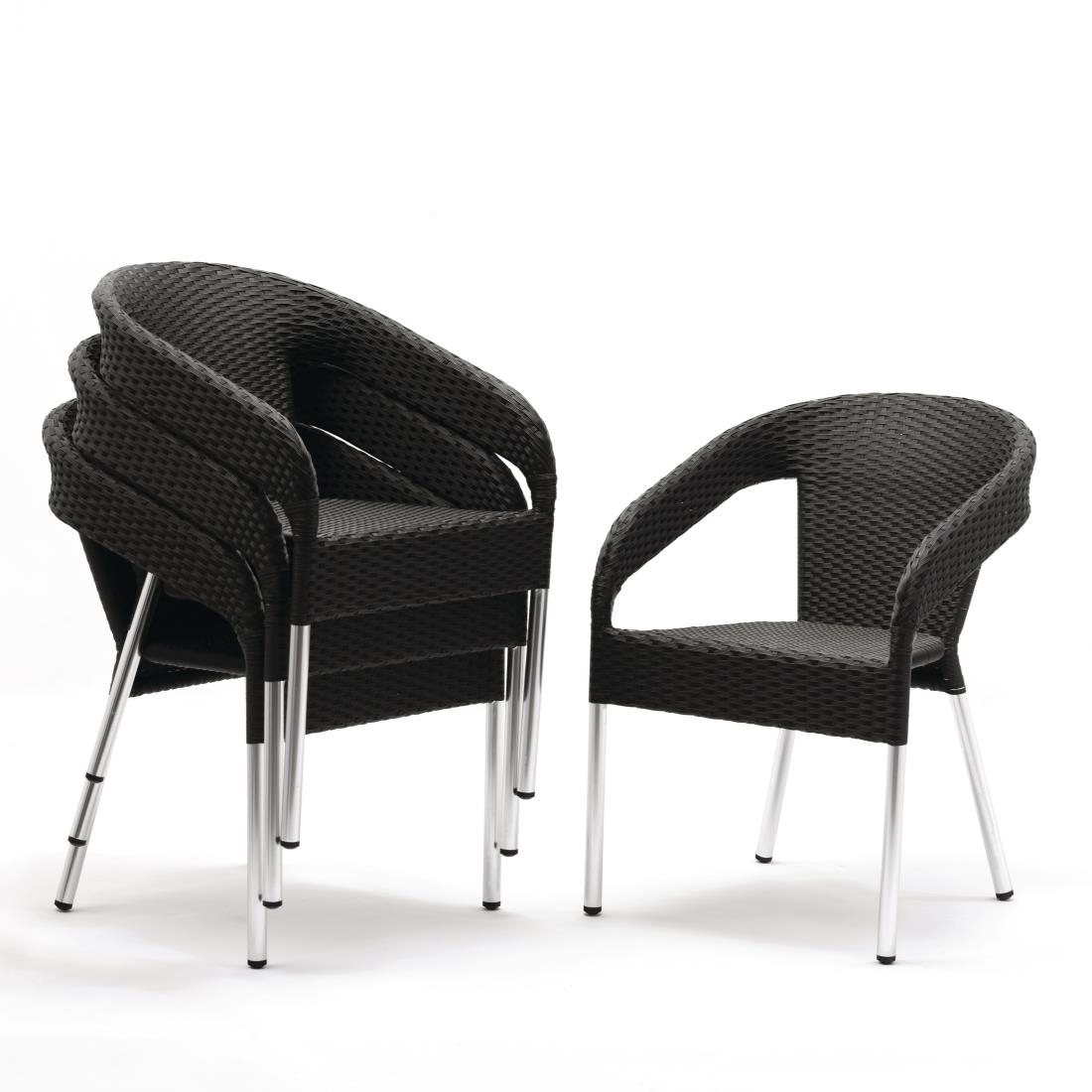 Bolero polyrotan indoor/outdoor stoelen houtskool (4 stuks)