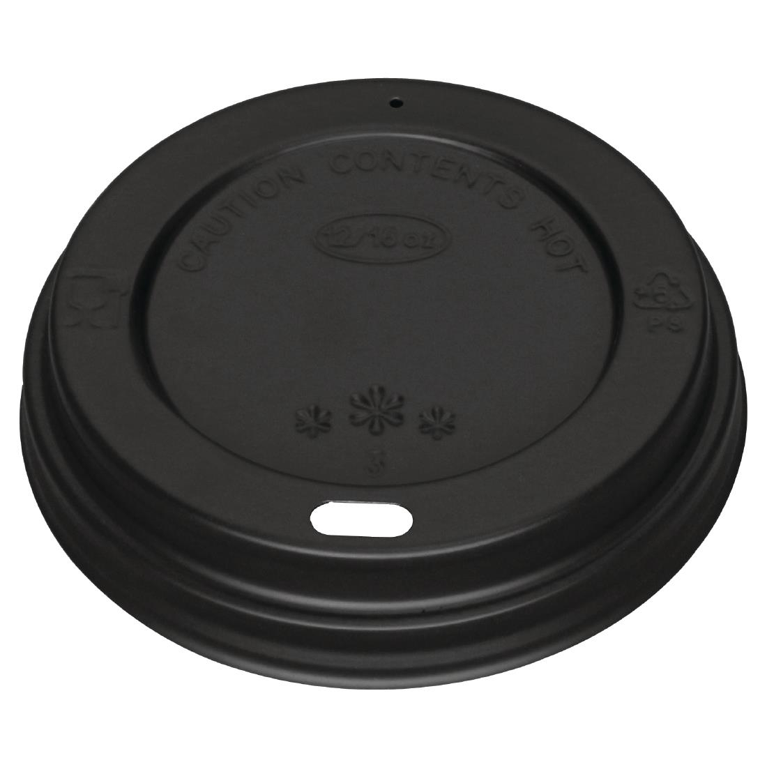 Fiesta Recyclebare deksels voor koffiebekers zwart 340ml / 12oz en 455ml / 16oz (1000 stuks)