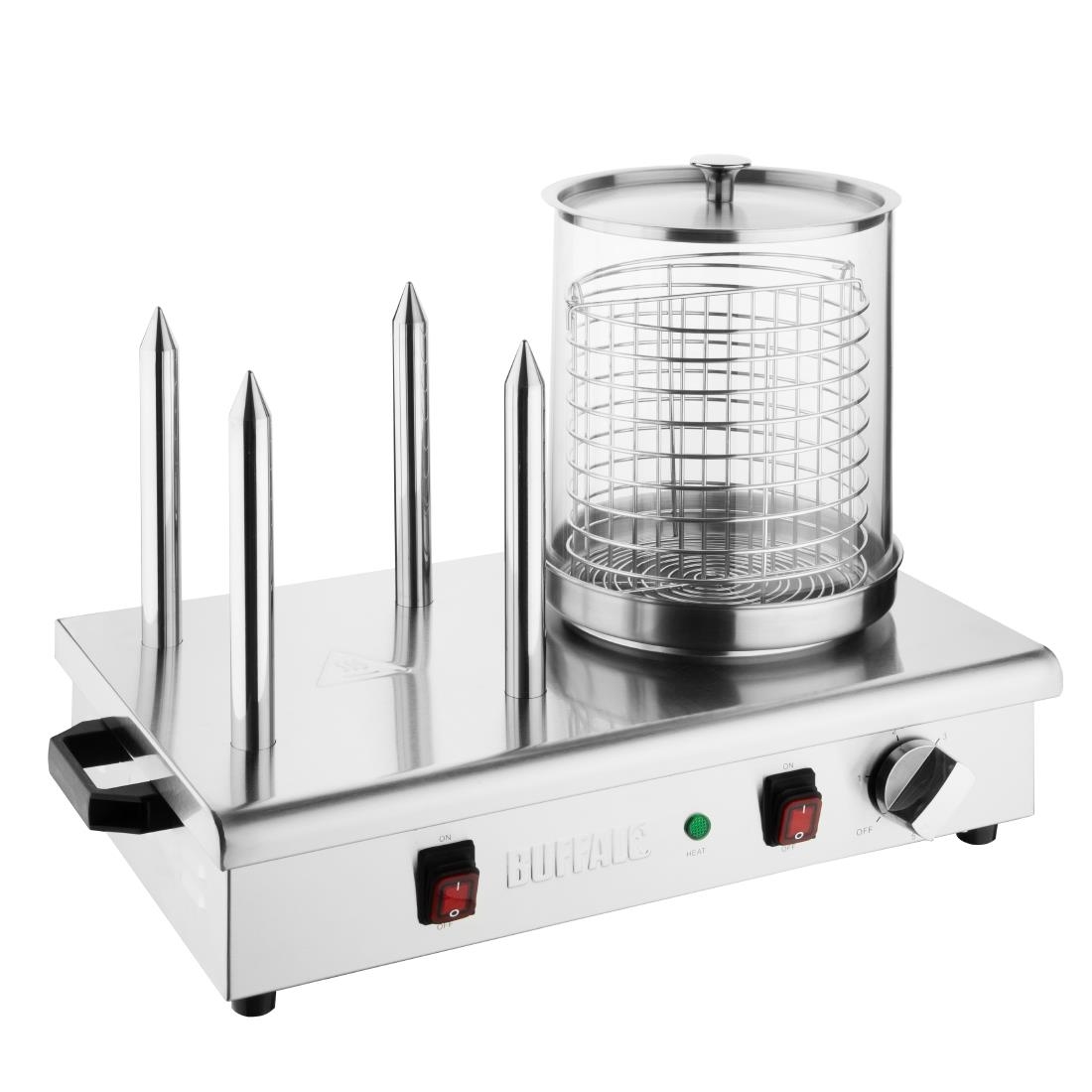 Buffalo hotdogwarmer met 4 warmhoudpennen