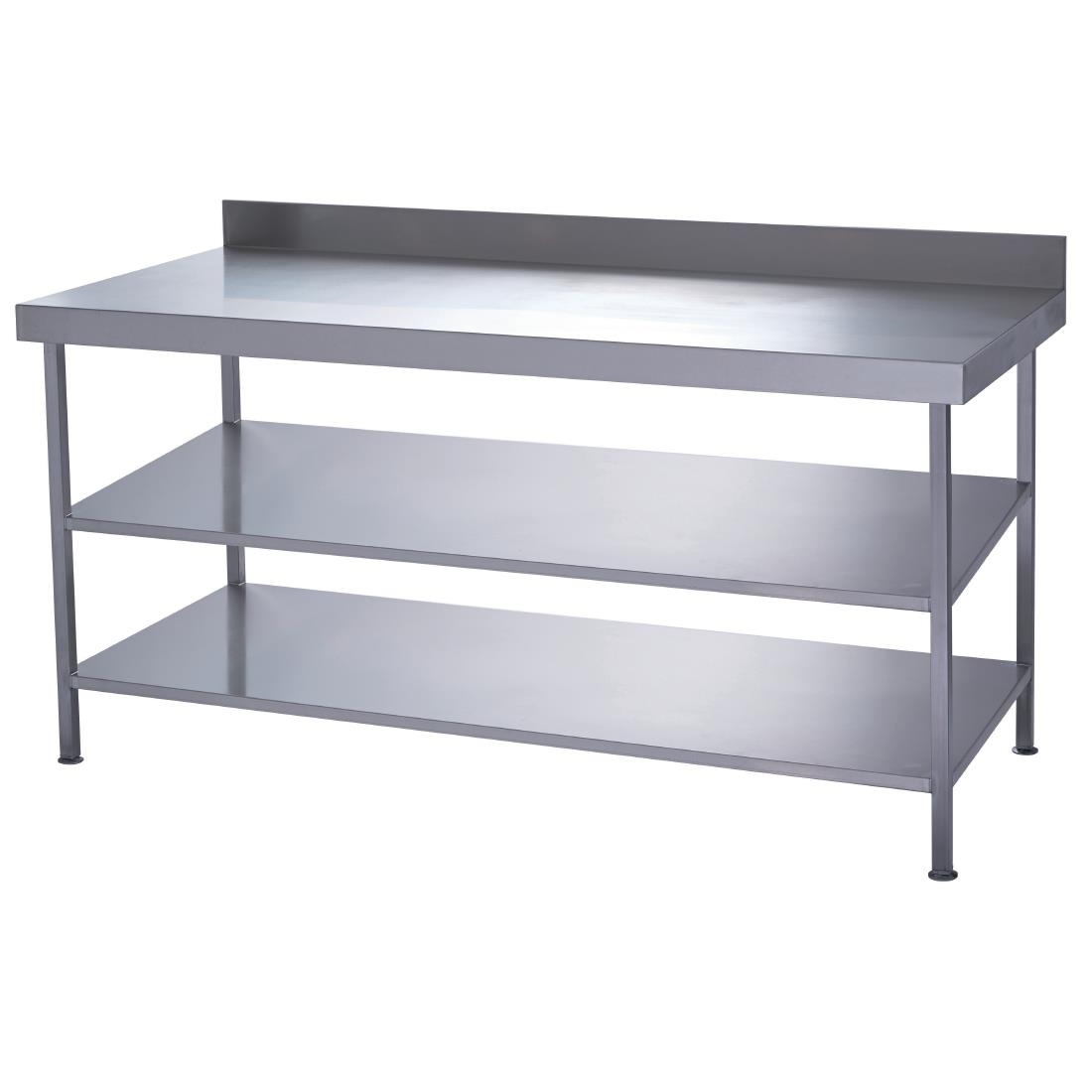 Parry volledig gelaste roestvrijstalen wandtafel 2 onderplanken 1200x600 mm