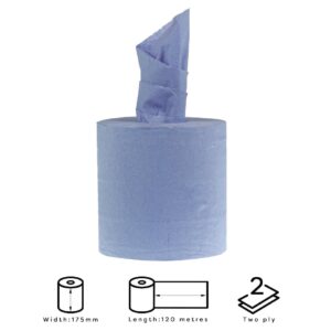 Jantex centrefeed 2-laags handdoekrollen blauw 120m (6 stuks)