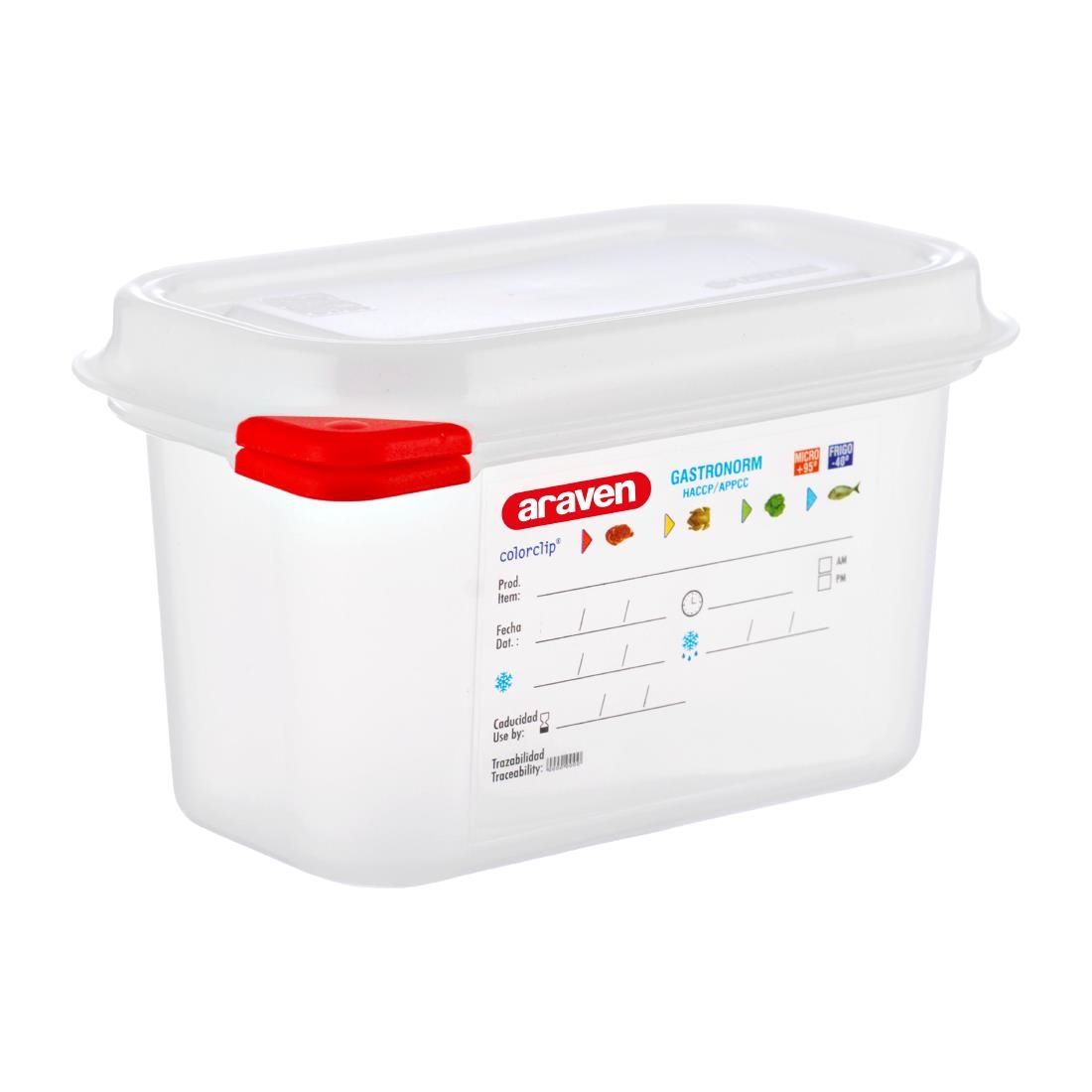 Araven polypropyleen 1/9 gastronorm bewaarcontainer 1L (4 stuks)