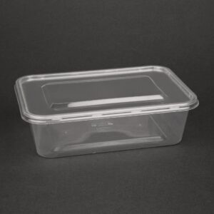 Fiesta recyclebare magnetronbestendige plastic bakjes met deksel middelgroot 650ml (250 stuks)
