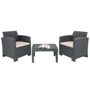 Bolero Pp Fauteuil En Tafel Rieten Set Grijs