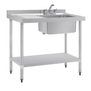 Vogue Enkele spoelbak met afdruipblad links 1000 mm