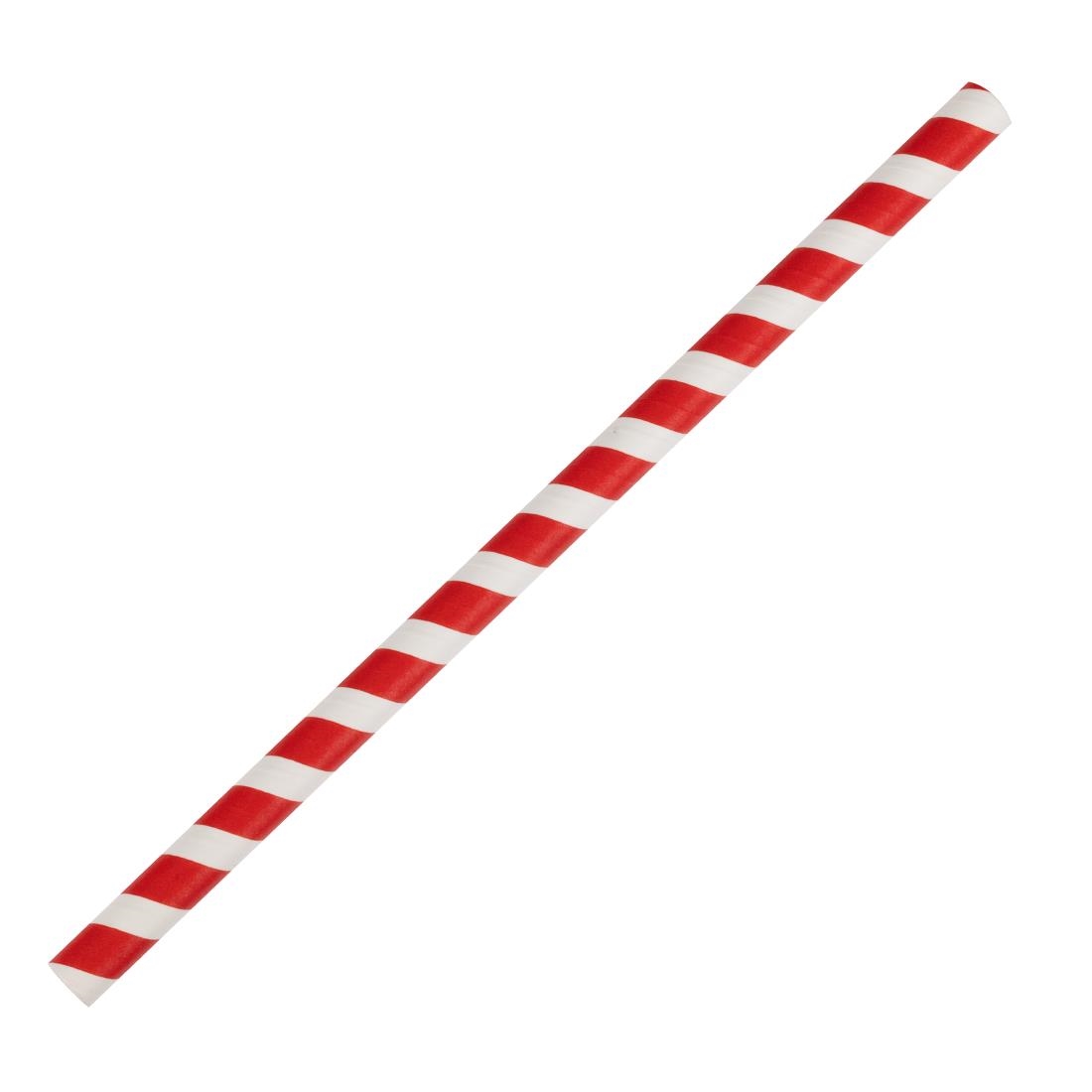 Fiesta composteerbare papieren smoothie rietjes rood gestreept 210mm (250 stuks)