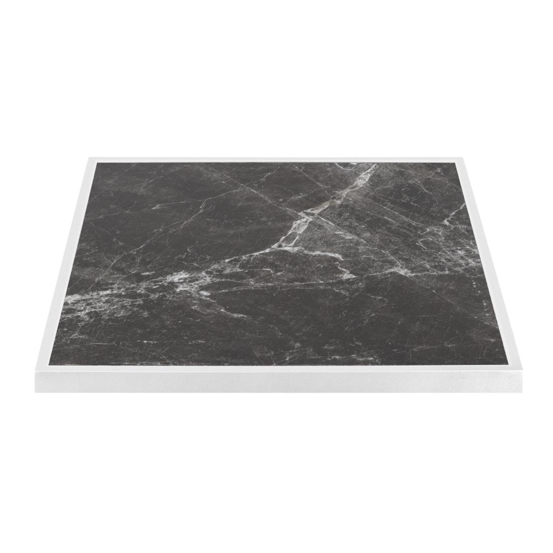Bolero Tafelblad Van Gehard Glas Voor Buiten, donker Granieteffect, Witte Rand 700mm