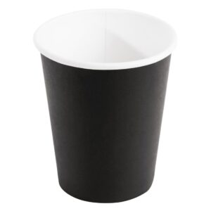 Fiesta Recyclebare koffiebekers enkelwandig zwart 225ml / 227ml (50 stuks)