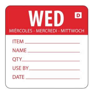 Hygiplas oplosbare kleurcode voedseletiketten woensdag (250 stuks)