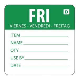 Hygiplas oplosbare kleurcode voedseletiketten vrijdag (250 stuks)