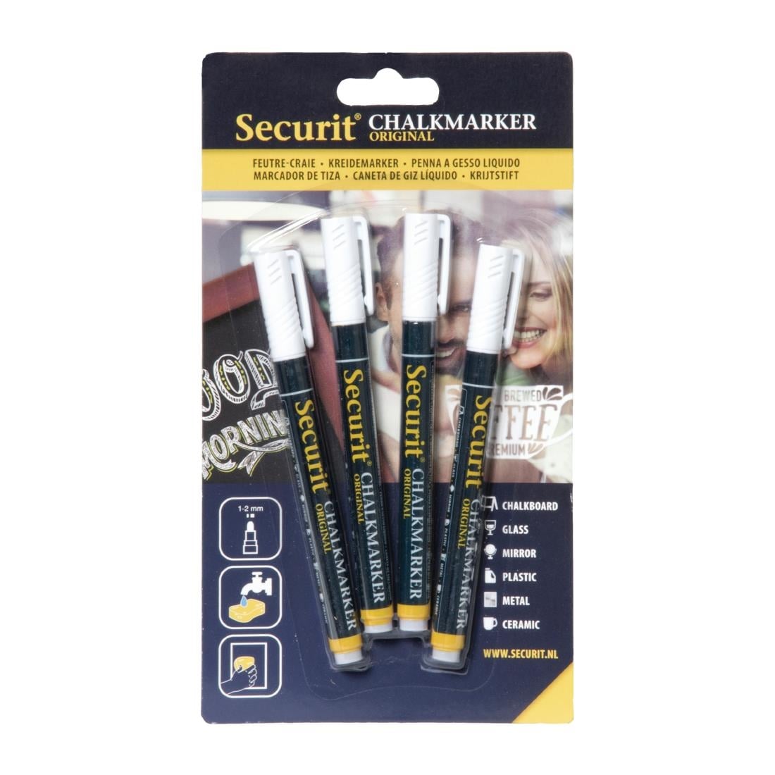 Securit 2mm vloeibare krijtstiften Wit (4 stuks)