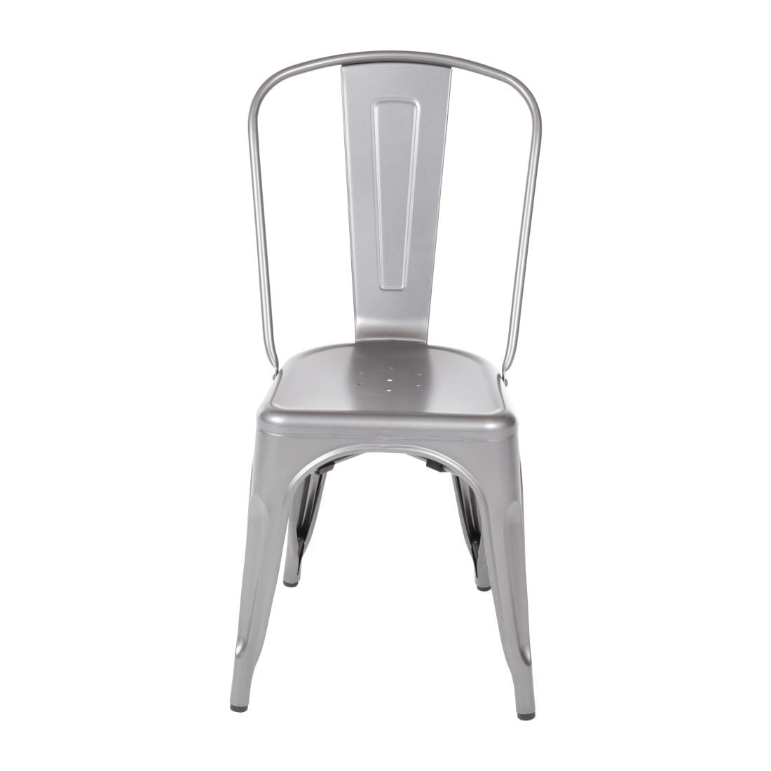 Bolero Bistro stalen zijstoelen Gunmetal grijs (4 stuks)