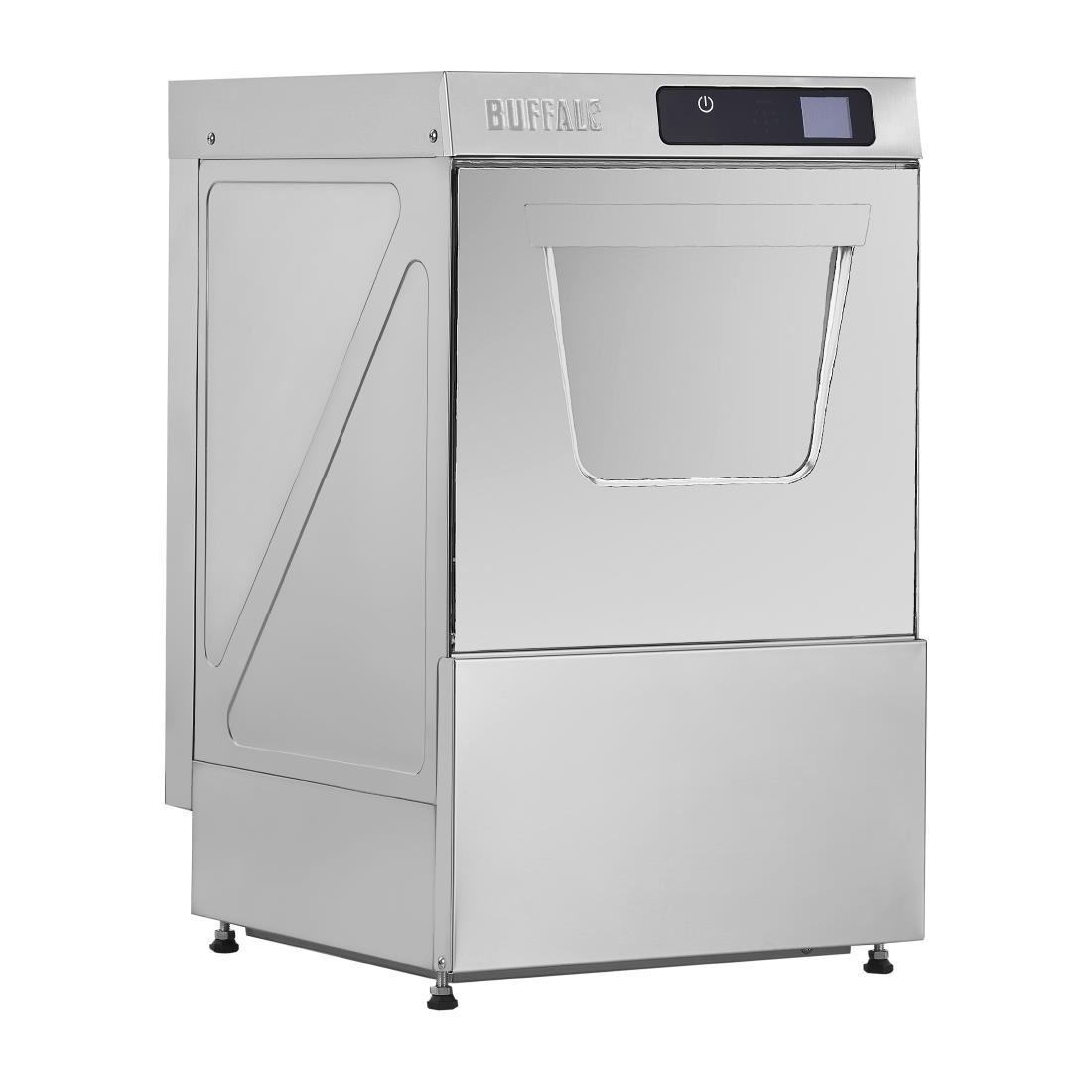 Buffalo Digitale Onderbouw Glazenspoelmachine met Afvoerpomp 400 mm Mand 3,3 kW