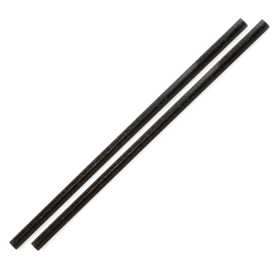 Sier Diposables Refork rechte rietjes zwart ø 8 mm / 24cm (100 stuks)