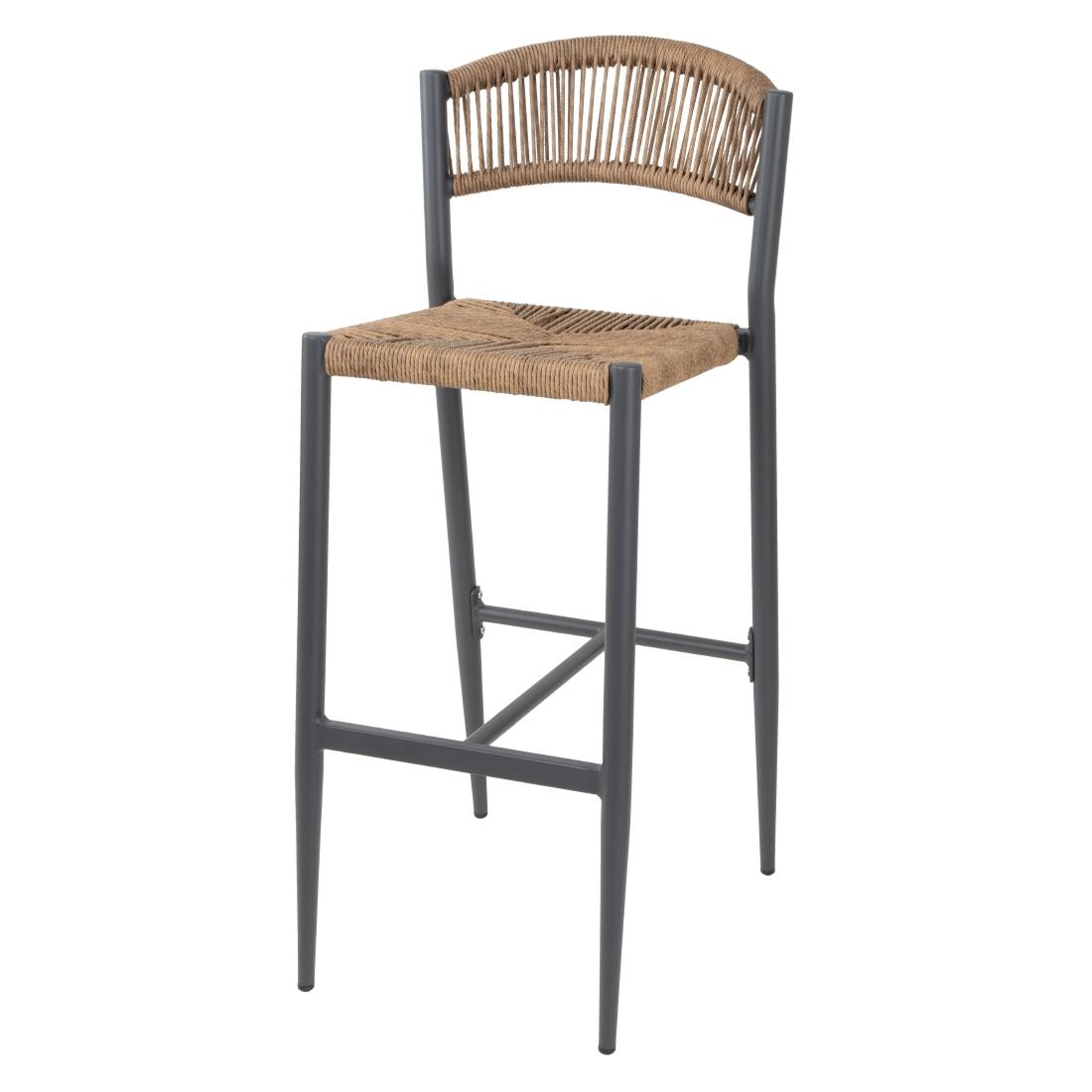 Bolero Eden PE gevlochten rattan outdoor barkrukken naturel (2stuks)
