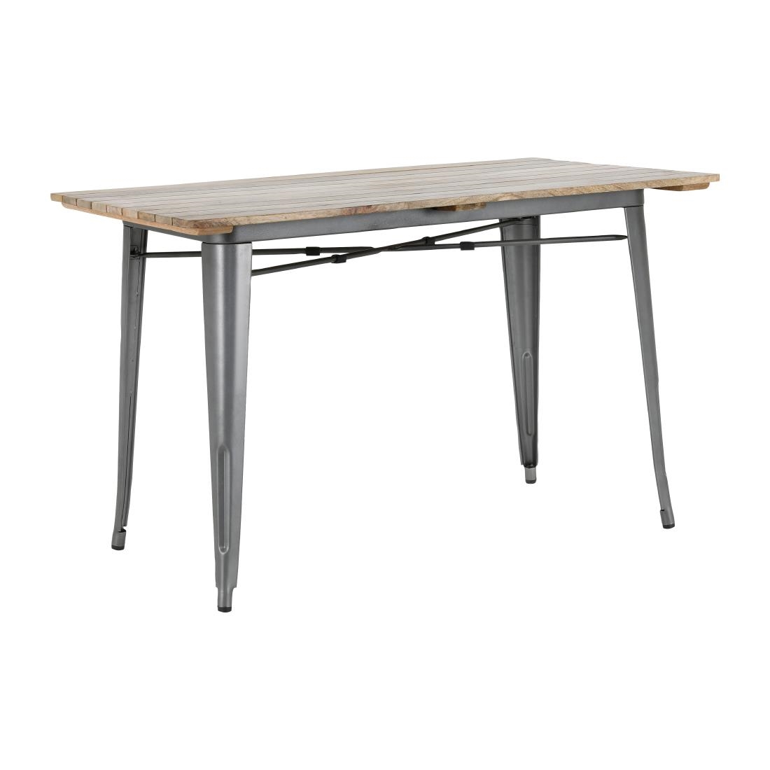 Bolero Bistro Eettafel Met Lattenblad Van Mangohout En Donkergrijze Poot 1200mm