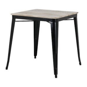 Bolero Bistro Eettafel Met Lattenblad Van Mangohout En Zwarte Poot 650mm